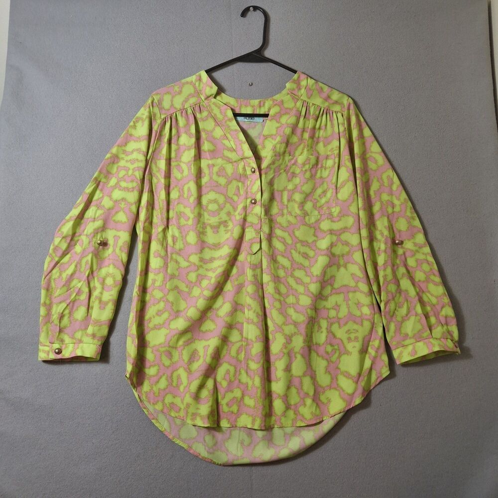 Karlie Tunic Blouse Womens [Insert Size] Pink Lime Green Animal Print Roll...